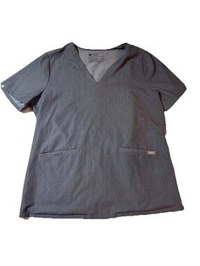 FIGS Technical Collection Scrub Top Women’s Size X-Large Gray V Neck l Nurse